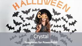  Presentation with halloween - Slide set featuring mask and posing with bats background and a gray colored foreground
