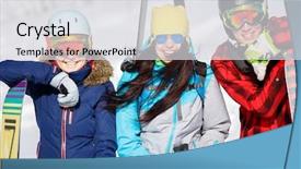  Presentation with snowboard - Audience pleasing PPT theme consisting of mask athletes - image of sports women backdrop and a light gray colored foreground