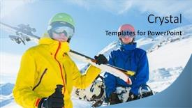  Presentation with winter sports - Presentation theme with mask athletes - picture of sports men background and a light blue colored foreground