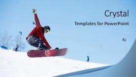  Presentation with young - Slide set with mask athletes - picture of young sportive man background and a light blue colored foreground