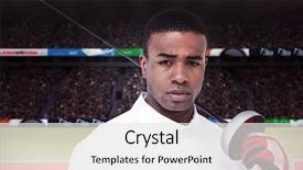  Presentation with sword - PPT layouts featuring mask athletes - portrait of swordsman holding sword background and a white colored foreground