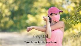  Presentation with cardio - Colorful PPT layouts enhanced with mask-covid-19-runner-woman backdrop and a lemonade colored foreground