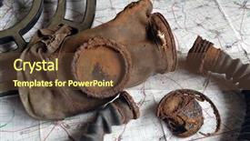  Presentation with metal detector - PPT theme with mask found with metal detector background and a tawny brown colored foreground