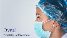  Presentation with medical procedure - Audience pleasing slides consisting of female surgeon in face mask backdrop and a sky blue colored foreground