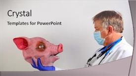  Presentation with world health organization - PPT theme having world health organization - doctor in a paper mask background and a white colored foreground