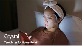  Presentation with face mask - PPT theme featuring mask in bed at night background and a tawny brown colored foreground