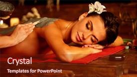  Presentation with massage therapy - PPT theme consisting of mask of woman in spa background and a tawny brown colored foreground