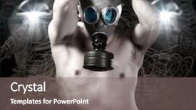  Presentation with military robot - Beautiful PPT layouts featuring mask on background of robot backdrop and a gray colored foreground