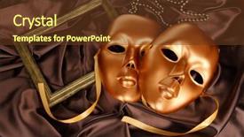  Presentation with hackers mask - Theme with mask on brown fabric background background and a tawny brown colored foreground