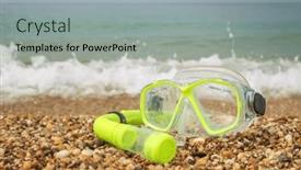  Presentation with sea shore - PPT theme with mask-on-sea-shore-object background and a light gray colored foreground