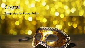  Presentation with carnival - PPT layouts enhanced with mask on table on gold background and a yellow colored foreground