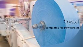  Presentation with production line - Presentation design enhanced with mask-production-line-use background and a light blue colored foreground