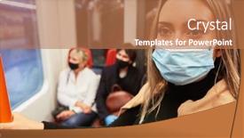  Presentation with public transport - Slide set consisting of mask-requirement-for-passengers background and a coral colored foreground