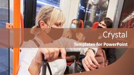  Presentation with bus train - Slide set with mask-requirement-in-local-public background and a coral colored foreground