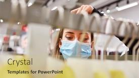  Presentation with customers - Beautiful PPT theme featuring mask-requirement-in-retail backdrop and a soft green colored foreground