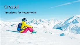  Presentation with disability sports - Presentation theme featuring mask sits on snowy slope background and a  colored foreground