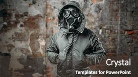  Presentation with nuclear - Beautiful presentation featuring mask survivor man after nuclear backdrop and a tawny brown colored foreground