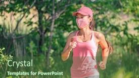  Presentation with new client interview wearing mask - Cool new presentation with mask-wearing-covid-19-outdoor backdrop and a tawny brown colored foreground