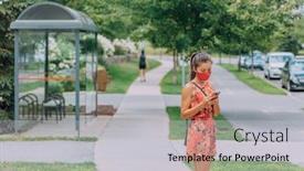  Presentation with tracing - Presentation theme enhanced with mask-wearing-woman-waiting background and a light gray colored foreground