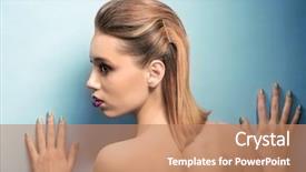  Presentation with makeup brushes and make up - Cool new slides with maskara festivals - beautiful young woman with creative backdrop and a  colored foreground