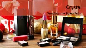  Presentation with cosmetic - Beautiful presentation theme featuring maskara festivals - colorful makeup cosmetic with christmas backdrop and a  colored foreground