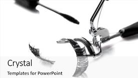  Presentation with eyelashes - PPT theme with maskara festivals - curler mascara brush and false background and a white colored foreground