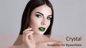  Presentation with beautiful young woman getting face - Theme consisting of maskara festivals - young beautiful woman with fancy background and a coral colored foreground