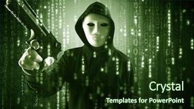  Presentation with hacker cloud - Cool new theme with masked and armed anonymous hacker backdrop and a tawny brown colored foreground