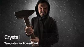  Presentation with chainsaw - Beautiful presentation featuring masked armed villain in empty backdrop and a dark gray colored foreground