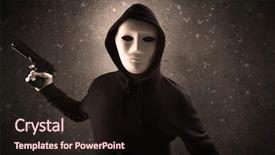  Presentation with dark - Presentation design consisting of masked armed villain in empty background and a  colored foreground