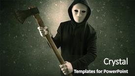  Presentation with dark - Presentation design featuring masked armed villain in empty background and a  colored foreground