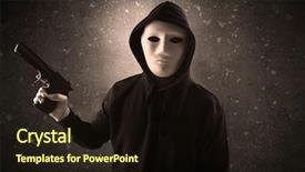  Presentation with chainsaw - Colorful slide set enhanced with masked armed villain in empty backdrop and a  colored foreground