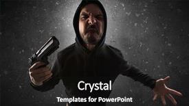  Presentation with dark - Beautiful slide deck featuring masked armed villain in empty backdrop and a dark gray colored foreground