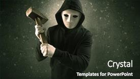  Presentation with dark - Amazing PPT layouts having masked armed villain in empty backdrop and a  colored foreground