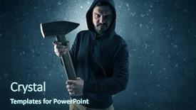  Presentation with dark - Colorful presentation design enhanced with masked armed villain in empty backdrop and a  colored foreground