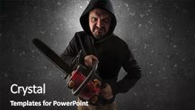  Presentation with dark - Slide deck enhanced with masked armed villain in empty background and a  colored foreground