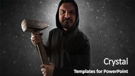  Presentation with dark - Beautiful PPT layouts featuring masked armed villain in empty backdrop and a  colored foreground
