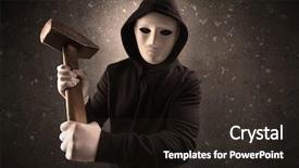  Presentation with dark - Slides having masked armed villain in empty background and a wine colored foreground