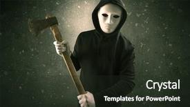  Presentation with chainsaw - Amazing slides having masked armed villain in empty backdrop and a wine colored foreground