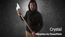  Presentation with chainsaw - Cool new presentation theme with masked armed villain in empty backdrop and a dark gray colored foreground