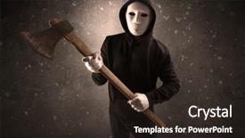  Presentation with dark - PPT layouts consisting of masked armed villain in empty background and a tawny brown colored foreground