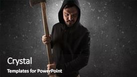  Presentation with dark - Amazing slide set having masked armed villain in empty backdrop and a dark gray colored foreground