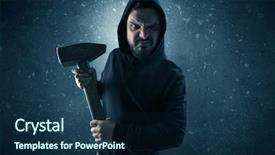  Presentation with chainsaw - Audience pleasing presentation design consisting of masked armed villain in empty backdrop and a navy blue colored foreground