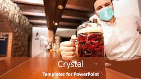  Presentation with bartender - Amazing slide set having masked-bartender-serving-a-giant backdrop and a red colored foreground