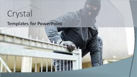  Presentation with masked facial recognition - Slide deck having masked-burglar-climbs-over background and a light gray colored foreground