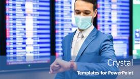 Presentation with flight - Cool new PPT layouts with masked-businessman-checking-time backdrop and a teal colored foreground