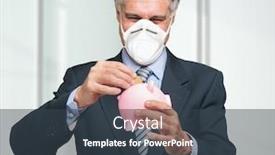  Presentation with saving - PPT layouts enhanced with masked-businessman-putting-money background and a tawny brown colored foreground