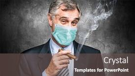  Presentation with cigar - Colorful presentation enhanced with masked-businessman-smoking-a-cigar backdrop and a gray colored foreground