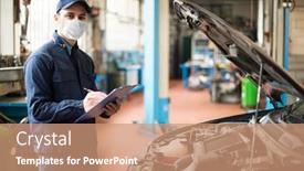  Presentation with covid coronavirus - Theme enhanced with masked-car-mechanic-repairing background and a coral colored foreground
