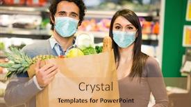  Presentation with bag - Slides enhanced with masked-couple-holding-a-shopping background and a coral colored foreground